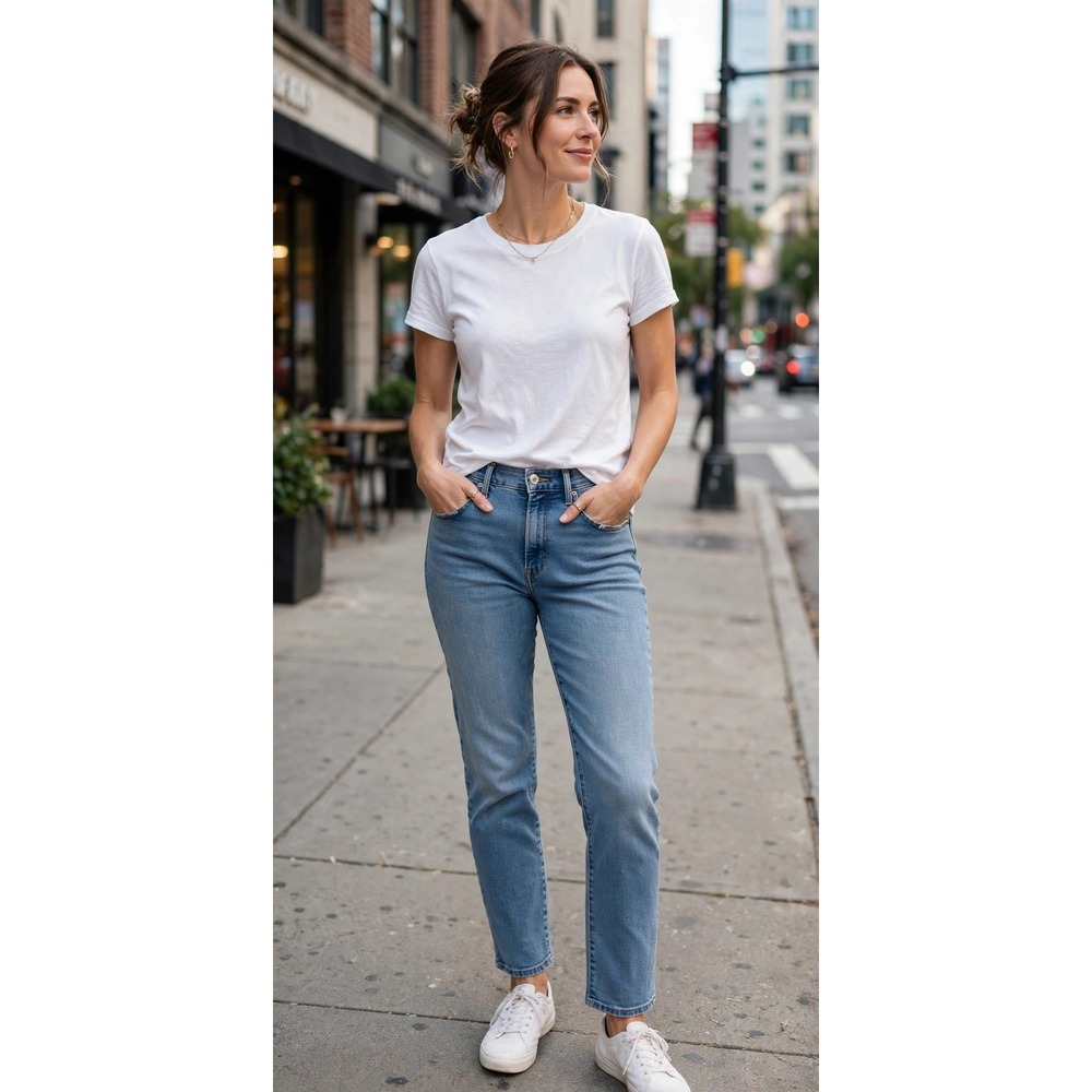 Levi's 505 Straight Leg Jeans Womens 14 Medium Light Blue Casual Classic